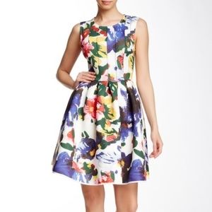 Gracia Fit & Flare Printed Dress Small